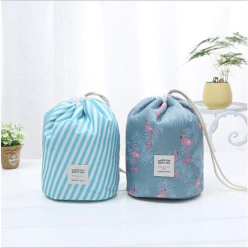 Travel House Large Capacity Multifunctional Portable Drawstring Storage Bag Cylindrical Makeup Bag Wash Bag Finishing Bag