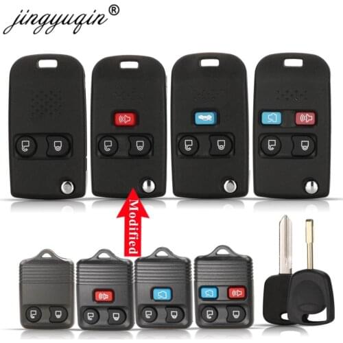 Jingyuqin 10X FO38/FO21 Modified Flip Key Shell for Ford Edge Explprer Escape Expedition Focus Lincoln Navigator Remote Fob Case