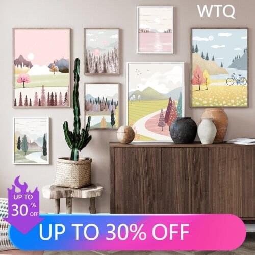 Forest Tree Green Plant Leaves Sea Sun Wall Art Canvas Painting Nordic Posters And Prints Wall Picture For Living Room Decor