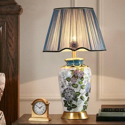 Copper table lamp bedside lamp Jingdezhen ceramic lamp generous luxury table lamps for living room decorated Bedroom led lamps