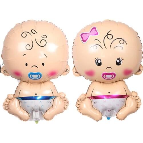 Cartoon baby balloon gender reveal boy girl pacifier doll baby balloon baby birthday party decoration aluminum foil balloon