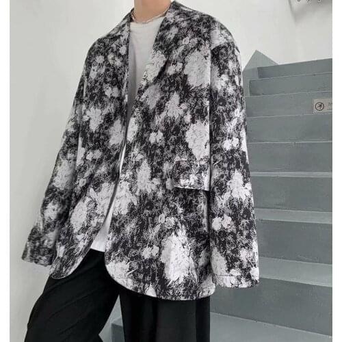 Men Suit Blazer Men Korean Version Of The Printed Casual Blazer Men Fashion Loose Party Dress Wedding Banquet Suit Jacket Men