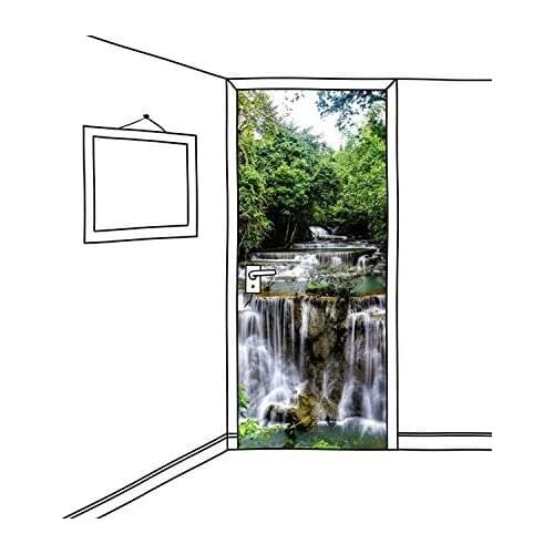 Hot ModernDoor Mural Waterfall Landscape Wall Door Sticker DIY Self-adhesive Waterproof Wallpaper Poste for Home Decoration Gift