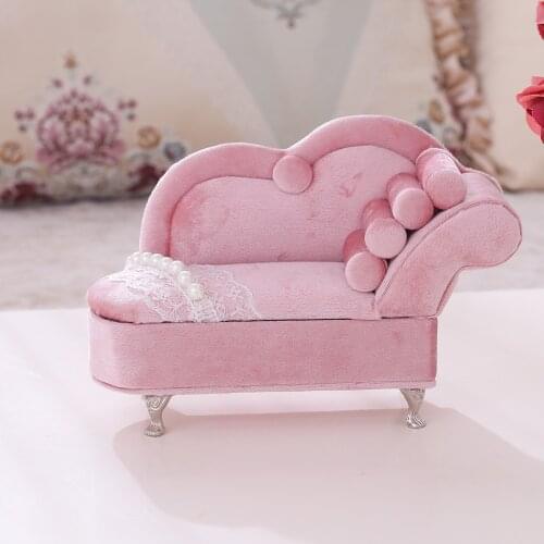 Faux Pearl Sofa Jewelry Box, Compartments Necklace Display Jewelry Organizer