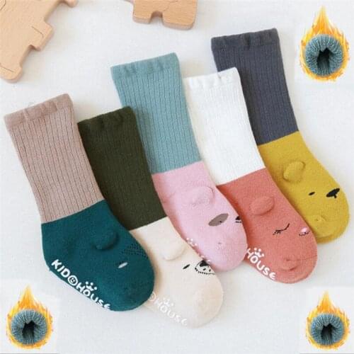 Autumn Winter Baby Socks Thicken Warm Socks Newborn Cartoon Non-slip Floor Socks For 0-3 Years