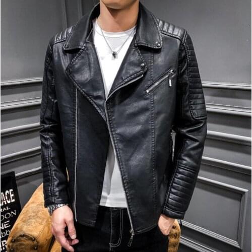 Autumn mens leather jacket loose motorcycle coat men jackets Diagonal zipper clothes spring jaqueta de couro street fashion