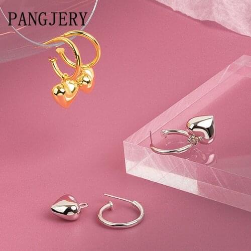 PANGJERY Prevent Allergy 925 Sterling Silver Sweet Earrings for Women Simple Exquisite LOVE Heart Circle Wedding Jewelry Gifts