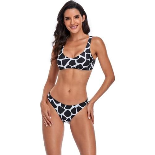 Sexy Triangle Push Up Bikini Set Printed Vest Type Bikinis Women Swimwear Padded Bathing Suit String Back Beach Wear Swimsuit