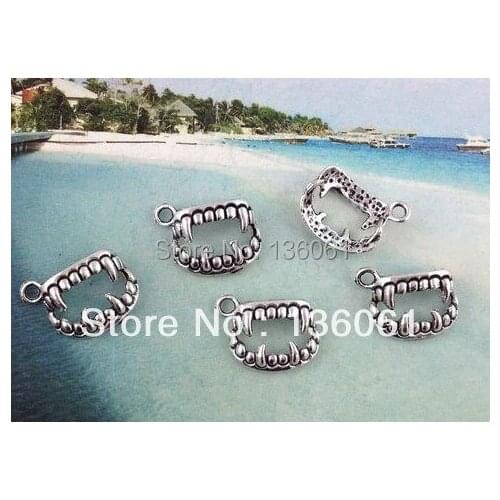 Antique Silver Vampire Teeth Charms Pendant For Jewelry Making Findings Bracelets Accessories Fashion DIY Gifts HOT 15pcs Z609