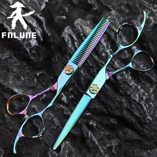 FnLune 6.0 Japan Steel Professional Hair Salon Scissors Cut Barber Accessories Haircut Thinning Shear Hairdressing Tool Scissors