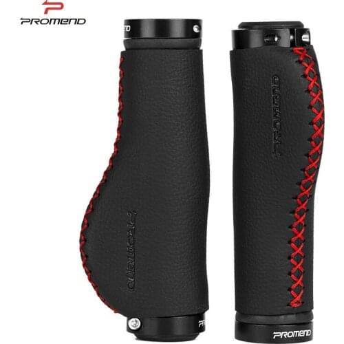 Promend Fiber Leather City Mountain Bike Scooter MTB Bicycle Handlebar Cover Handle Grips Bar End Non-slip Aluminum Lock 1 Pair