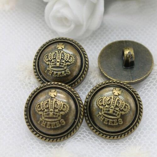 10pcs 15mm Bronze Crown Buttons Sewing needlework Restore Ancient Ways Suit Fashion Buckles DIY Retro British Style Accessories