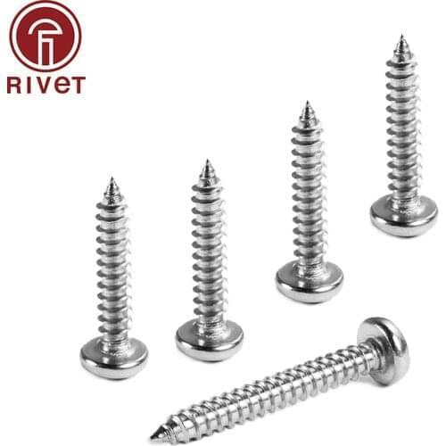 316 A4-70 Stainless Steel Cross Phillips Round Head Self Tapping Wood Screw GB845 DIN EN ISO 7049 ST2.9 ST3.5 ST3.9 ST4.2 ST4.8