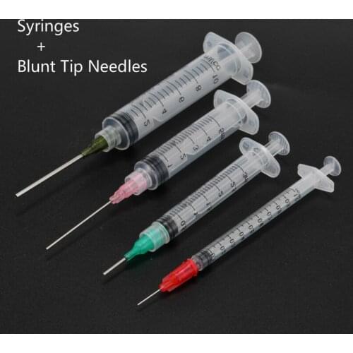 20Pcs 1ml 3ml 5ml 10ml Syringes + 20Pcs 14G 18G 20G 25G Blunt Tip Needles + CapsFor Industrial Dispensing Syringe