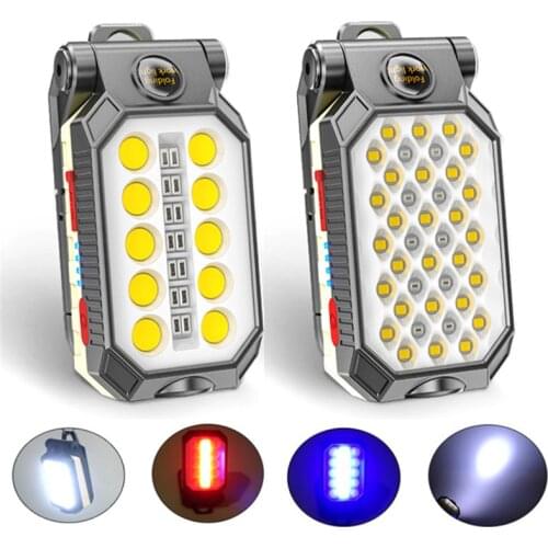 USB Rechargeable COB Work Light Portable LED Flashlight Adjustable Waterproof Camping Lantern with Power Display