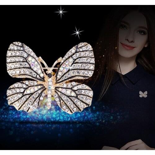 Butterfly Brooches Metal Crystal Rhinestones Cutout Brooch Pins Wedding New brooches for women