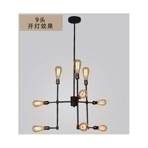 JEMMY HO Vintage Antique Rust Pendant Lamps With 9/16 Heads Warm Loft American Retro Industry Edison Satellite Pendant Light