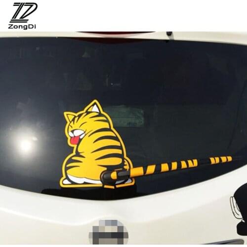 ZD 1Pc Car Rear Window Wiper Cat Stickers Creative For Mazda 3 6 cx-5 Renault duster Audi a4 b6 a3 Lada granta vesta accessories