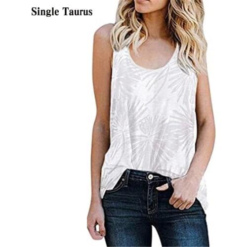 2021 Summer Women Clothing Sleeveless T Shirt for Women O Neck Print Fashion Tanks Loose Ropa Plus Size Mujer Flower Top Women