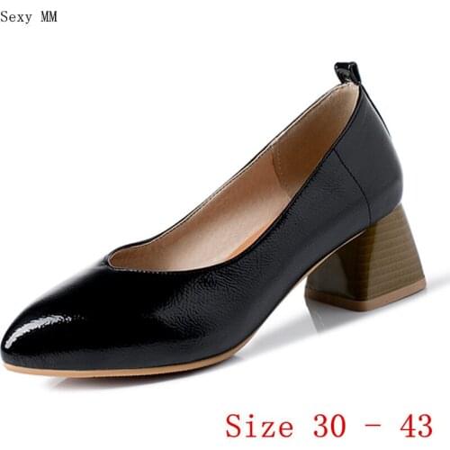 Pumps Women Oxfords Career Shoes Med High Heels Woman Med High Heel Shoes Small Plus Size 30 31 32 33 - 40 41 42 43