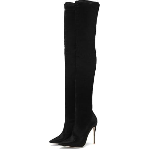 2021 Womens Stretch Fabric New Fashion Sexy Over The Knee Boots Thin High Heel Pointed Toe Long Boots