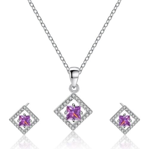 Women Necklace Jewelry Set Inlaid Cubic Zirconia Earrings Necklace Sweet Romantic Surprise Jewelry Girlfriend Anniversary Gift