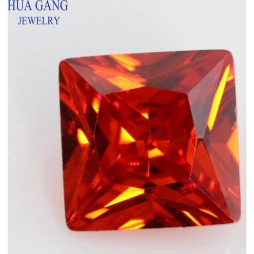 1.5x1.5~14x14mm 5A Orange Square Shape Princess Cut CZ Stone Synthetic Gems Cubic Zirconia For Jewelry