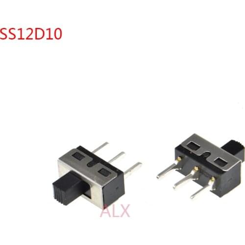 10PCS SS12d10 TOGGLE switch 3PIN 1P2T Handle high 5MM PITCH 4.7MM Slide Switch
