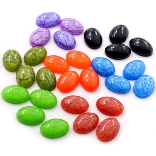 10x14mm 40pcs/Lot Oval Style New Fashion Mix Color Flat back Resin Cabochons Cameo -V5-27