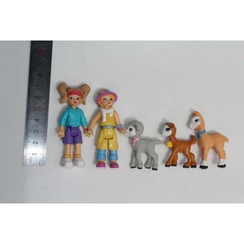 12pcs/lot Farm girl model and animal sheep puppets 4-8CM Girls' favorate dolls Birthday holiday gift for daughter for classmates
