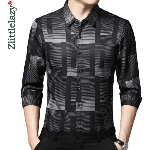 2021 brand designer striped mens shirts for men clothing korean fashion long sleeve shirt luxury dress casual clothes jersey 827