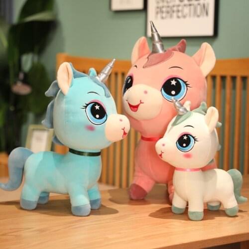 30-50cm Cute Cartoon Standing Big Eyes Unicorn Plush Toys Stuffed Soft Lovely Animals Pillow Dolls For Kids Girls Birthday Gifts