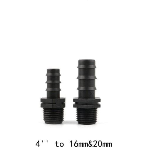 4 Pc 1/2'' Male Thread 16Mm 20Mm Hose Barbed Connectors Hose Adapter Garden Hose Fittings Threaded Connector Irrigation Fittings
