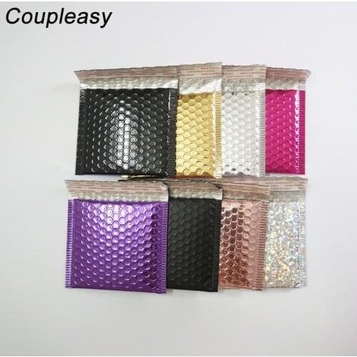 50Pcs Purple/Black Plastic Envelope Bag Small Bubble Mailers Padded Envelopes Self Seal Shipping Mailing Bags Stationery 15x13cm