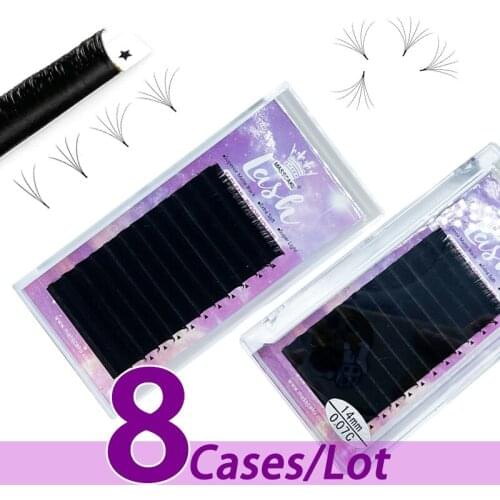 8pcs/lot MASSCAKU easy fan mink eyelash extensions super soft matte black material extensions lash super black lash extension
