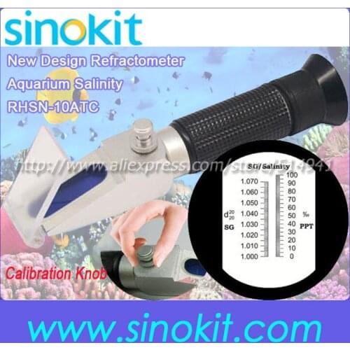 Aquarium Salinity 0-10% New Design Calibration knob refractometer with CE RHSN-10ATC