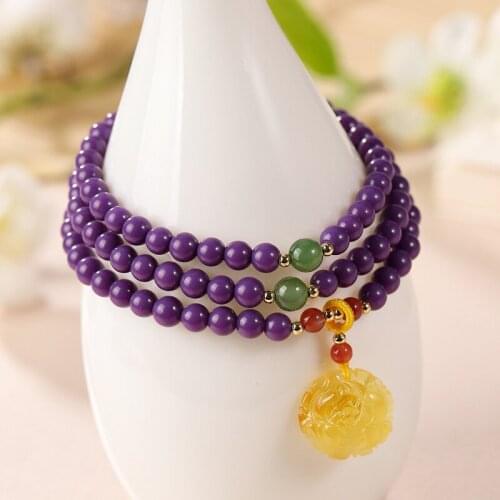 Natural purple violet mica bracelet handmade charm bracelet for women bangles with amber bracelet rystals bracelets