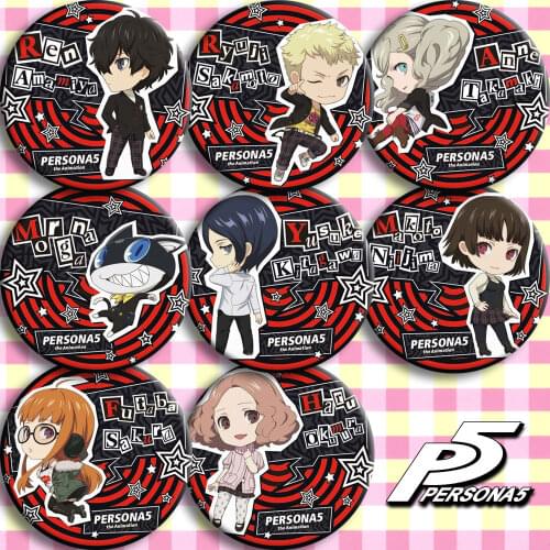 Brdwn Persona 5 Morgana Haru Okumura Ren Amamiya Goro Akechi Ann Takamaki Yusuke Kitagawa Kasumi Yoshizawa Cosplay Badge #CD