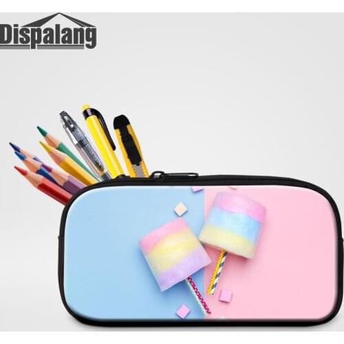 Dispalang Ladies Cosmetic Case For Traveling Candy Marshmallow Printing Pencil Bags For Little Girls Children School Stationery