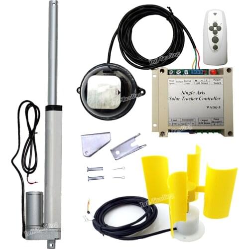 DC 14" Motor 12V 8" Linear Actuator &Controller &Wind Speed Sensor for Single Axis Solar Tracking Tracker Anemometer System Kits