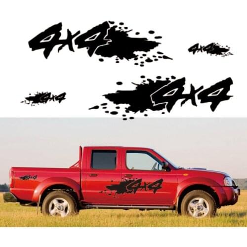 4Psc Car Sticker PVC Black 32*10cm 100*32cm 4x4