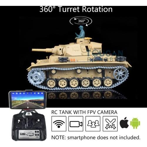 Henglong 1/16 Scale 6.0 Upgraded FPV Panzer III H RTR RC Tank 3849 360° Turret TH16135