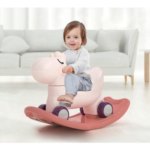 Zq Rocking Horse Luge Children Small Wooden Horse Dual-Use Toy for One Year Old Baby Baby One-Year-Old Birthday Gift