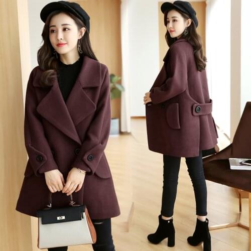 KMETRAM 2020 New Autumn Winter Woolen Coat Women Vintage Cloak Loose Jacket Ladies Red Korean Long Jackets Casaco Feminino MY572