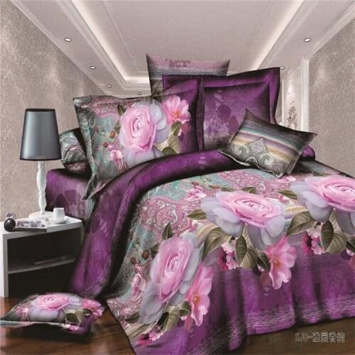 Sheet, Pillowcase & Duvet Cover Sets Reactive Printing Pink Jacquard Flower Winter Bedding Set 200x230 Western Size Bed Set YHJ