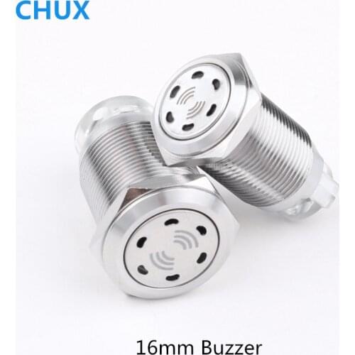 Metal Buzzer 16mm Screw Terminal Interrupted Flash Stainless Steel High Decibel LED waterproof Light Alarm 12V 24V