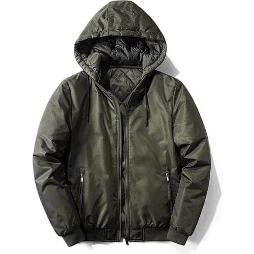 Mens double-faced jacket and cotton flight suit jacket Korean style slim solid color hooded detachable mens tide outerwear