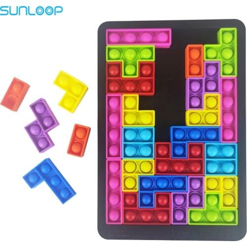 New Pop Its Fidget toys antistress Tetris Building Blocks Puzzles Jigsaw Board Game autism Educational Decompression Child Gift