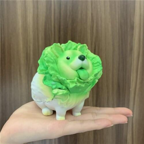 New Vegetable Wizard Chinese Cabbage Dog Cute Figure Creative Cabbage Dog Statue Dog PVC Model Gift Home Decoration 10cm