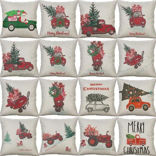 Cushion Pillow Decor Car Christmas Waist Cotton Linen Case Home Tree Sofa Cover